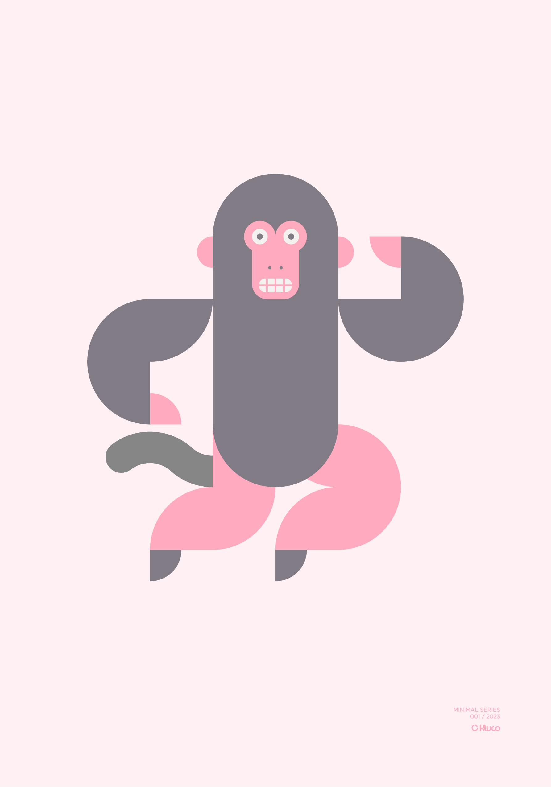 Póster minimalista de un mono