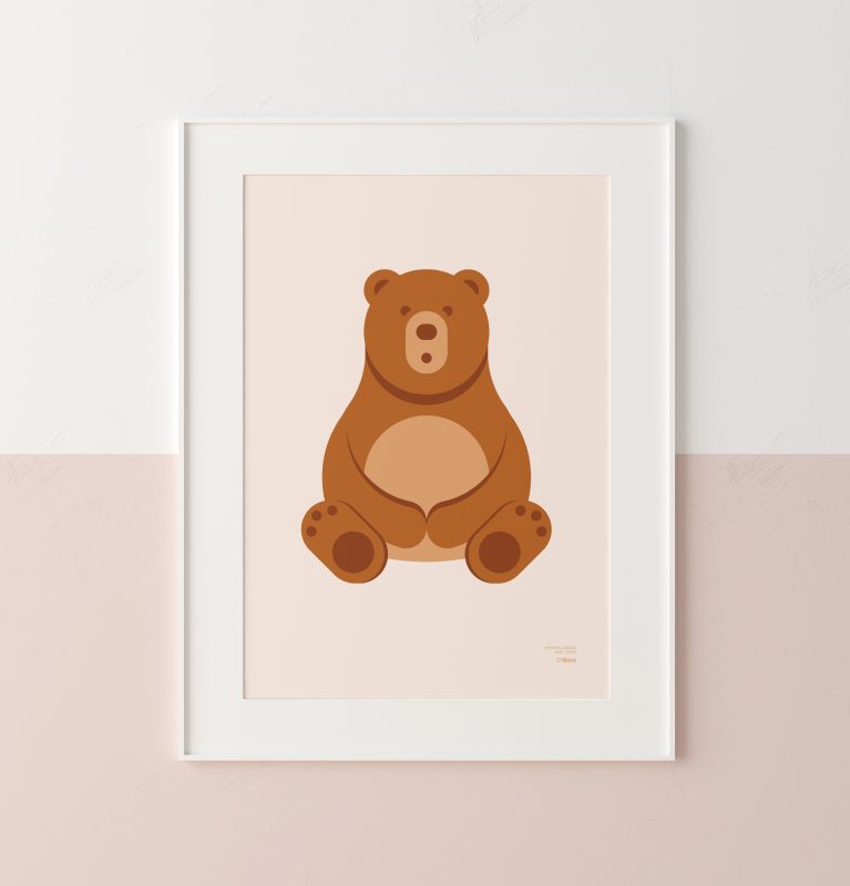 Primer plano de un cartel minimalista de un oso